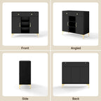 Black Sideboard Buffet Cabinet with Adjustable Shelves, Modern Storage Cabinet with Drawers and Doors, Sleek Buffet for Dining Room, Living Room, Entryway, 39.4 Inch