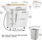 HOOBRO Kitchen Island with Trash Can Storage, Rolling Kitchen Island on Wheels, Kitchen Storage Island with Power Outlet, Mobile Islands Table for 10 Gallon Garbage Bin, Natural and White WN80UZD01G1