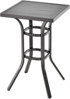 Tangkula 24 Inch Outdoor Bar Table, Patio Bar Height Table with Aluminum Tabletop & Heavy-Duty Metal Legs, Adjustable Footpads, Square Bar Table for Poolside, Backyard, Balcony
