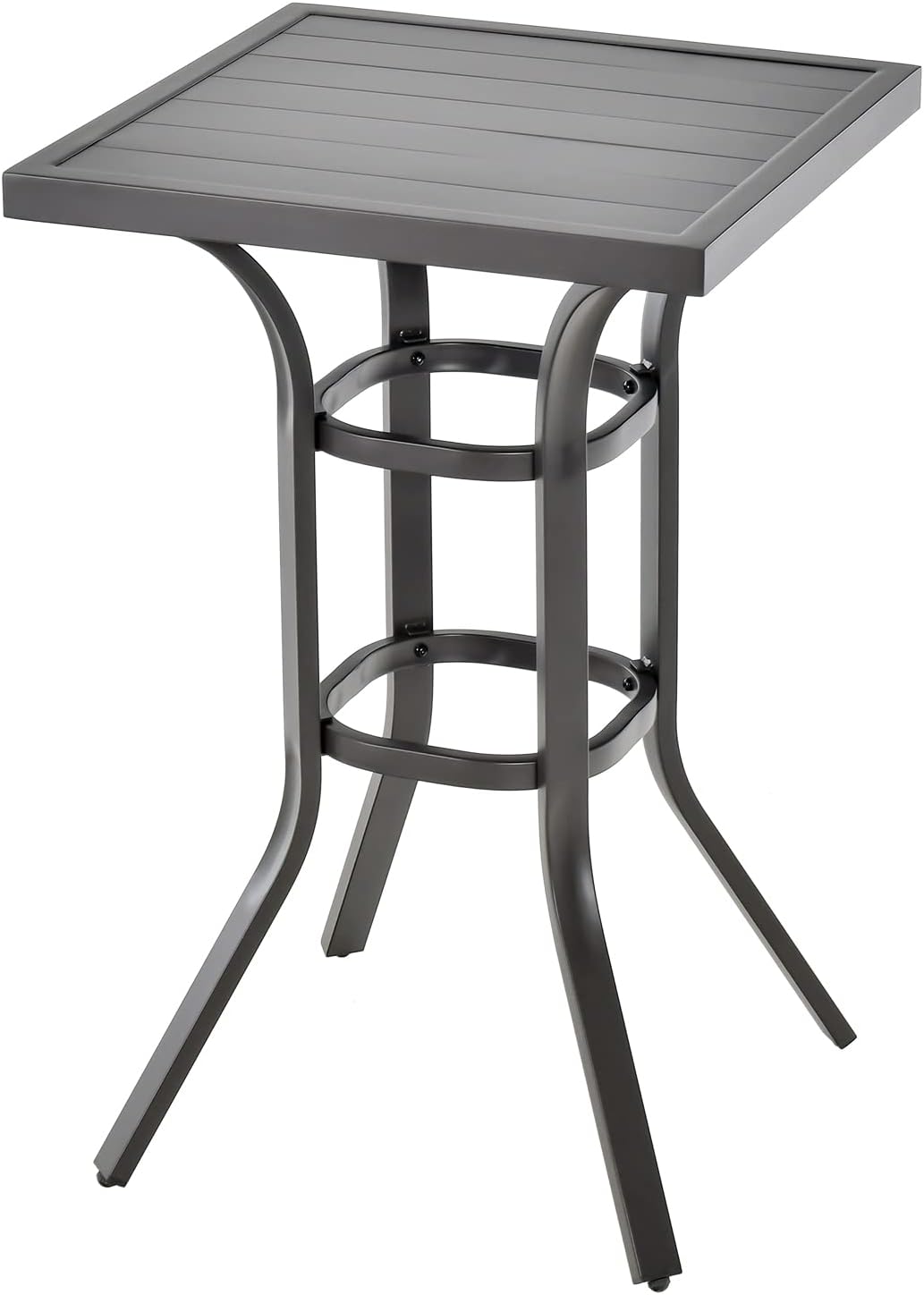 Tangkula 24 Inch Outdoor Bar Table, Patio Bar Height Table with Aluminum Tabletop & Heavy-Duty Metal Legs, Adjustable Footpads, Square Bar Table for Poolside, Backyard, Balcony