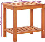 Solid Acacia Wood Side Table 17.7x13x17.7 Inches, Weather Proof End Table with Sturdy Bottom Shelf, Nightstand for Bedroom, Plant Stand for Living Room
