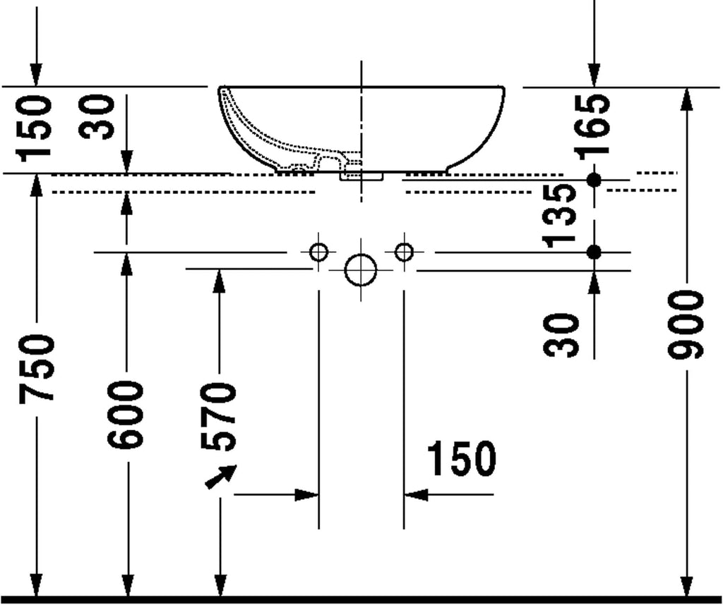Duravit Foster Above-Counter Bathroom Sink 0335500000 White