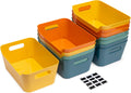 Tiawudi 12 Pack 4.5L Storage Bins, Plastic Storage Baskets for Home Classroom Organization, Multi-Use Organizer Bins for Cabinet, Pantry, Drawer, Closet, Countertop or Shelves, Colorful Containers