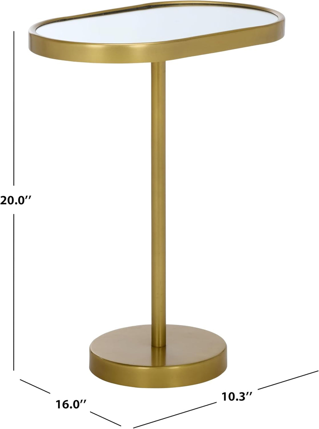 SAFAVIEH Home Collection - Ikaky Side Table, Gold Metal Base & Oval Mirrored Top (ACC5511A)