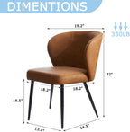Brown Leather Dining Chairs Set of 6, Sturdy Metal Legs, High-Resilience Sponge, Non-Scratch Pads, for Kitchen, Dining Room, Living Room