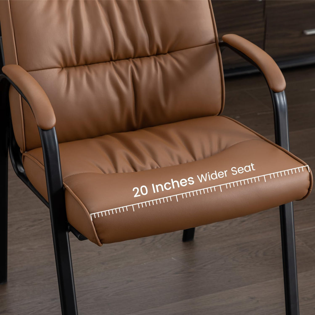 Office Guest Reception Chair Set of 2, Conference Room Chairs Waiting Room Chairs 2 Pack, Modern Leather Office Desk Chair No Wheels.