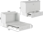 AFI, Nantucket Full Size Murphy Bed Chest with Mattress, Storage Drawer and Built-in USB Charger, White