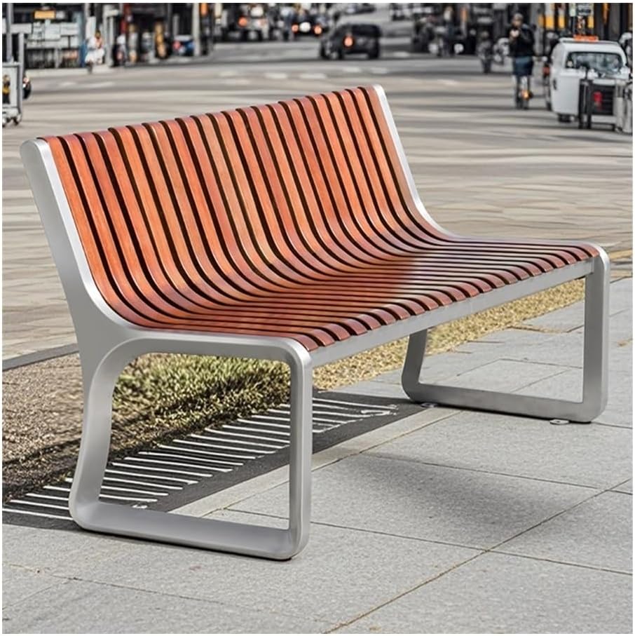 Outdoor Bench, Wood Backrest Park Bench, 2-Person Outdoor Leisure Seating for Park & Residential Garden Bench(180cm)