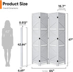 Modern Room Divider with Shelves, White X-Shape Design Folding Partition, 8-Panel Contemporary Freestanding Divider for Bedroom&Office, 67" H x 125.6" W(Two Independent 4-Panel partitions)