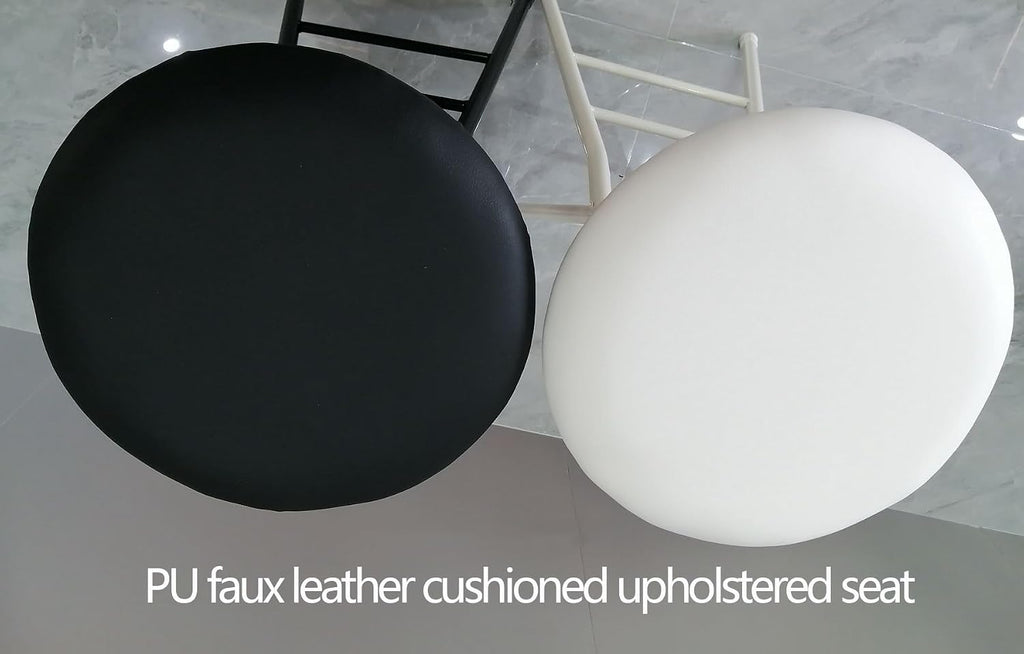 Round Padded Folding High Chiar for Kitchen, Outdoor, Camping, Foldable Bar Stool Backless, Portable Adult Foldable Stool (Color : Black, Size : 80cm/31.5in)