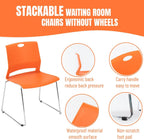 Set of 4 Stackable Chairs with Sled Base Reception Guest Chair Stacking Chairs for Office/Waiting Room/Conference Room/Guest Reception/Events/Churches, Orange.