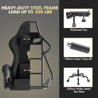 Gaming Chair with Footrest Massage Lumbar Cushion, Velvet Fabric Ergonomic Computer Office Chair, High Back Adjustable Recliner for Adults, Racing Style Video Gaming Chairs, for Home Streaming, Black