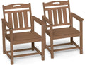Ciokea Outdoor Patio Dining Chair Set of 2, HDPE Porch Chairs for Dining Table, All-Weather Durable Outdoor Furniture for Backyard, Poolside, Lawn & Garden, Teak