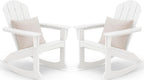 SERWALL Outdoor HDPE Adirondack Rocking Chairs Set of 2 with Pillows, White