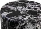 Pemberly Row Transitional Round Marble Side Table, 14" Diameter, Black Finish, Durable Concrete Construction, Handmade Accent Table for Living Room or Bedroom