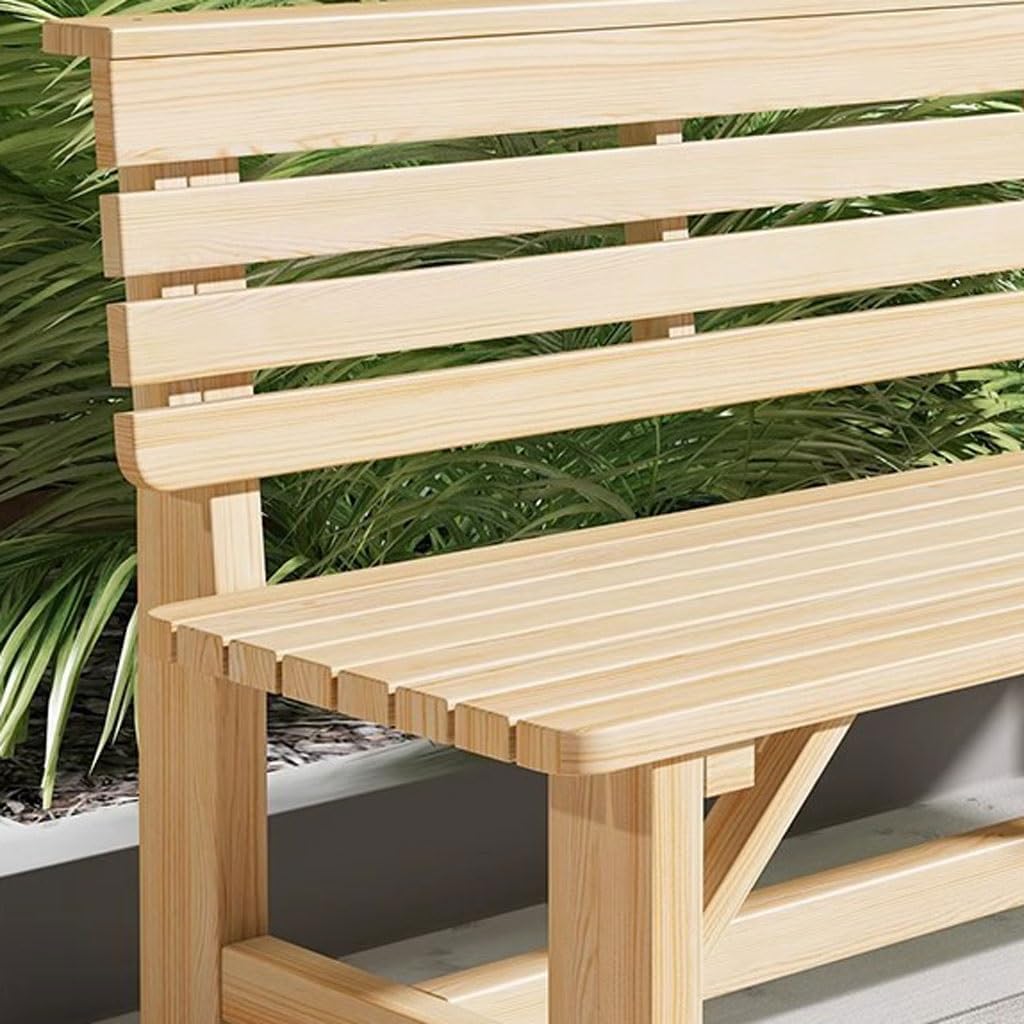 Patio Benches for Outdoors Park Chair Outdoor Bench Seat Solid Wood Back Simple Garden Benches for Outdoors