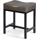 Saddle Seat Vanity Stool, Makeup Stool Chair with Metal Leg, U-Shaped Leather Ottoman Foot Rest Stool, Small Square Chairs Under Desk for Vanity, Living Room, Bedroom, Modern Makeup Bench Grey&Black
