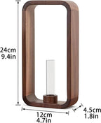 Transprent Glass Vase Test Tube Hydrophilic Plants Holder Walnut Wooden Frame Flower Stand Table Garden Bonsai Decor,Gifts for Women, Home Office Decor Planter (Big)