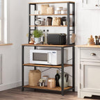 VASAGLE Bar Table, 23.6" D x 42.9" W, and 6-Tier Baker's Rack, 15.7" D x 31.5" W x 65.7" H, Rustic Brown Kitchen Storage Bundle