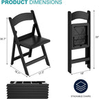 Resin Folding Chairs 4 Pack, 650LB Weight Capacity Foldable Chairs with Padded Seats, Indoor/Outdoor Lightweight Folding Chair for Events, Churches, Schools, Dining, Weekly Services(Black)