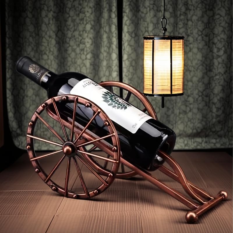 Rustic Cannon-Shaped Single Wine Bottle Holder: Space-Saving Beer & Wine Storage