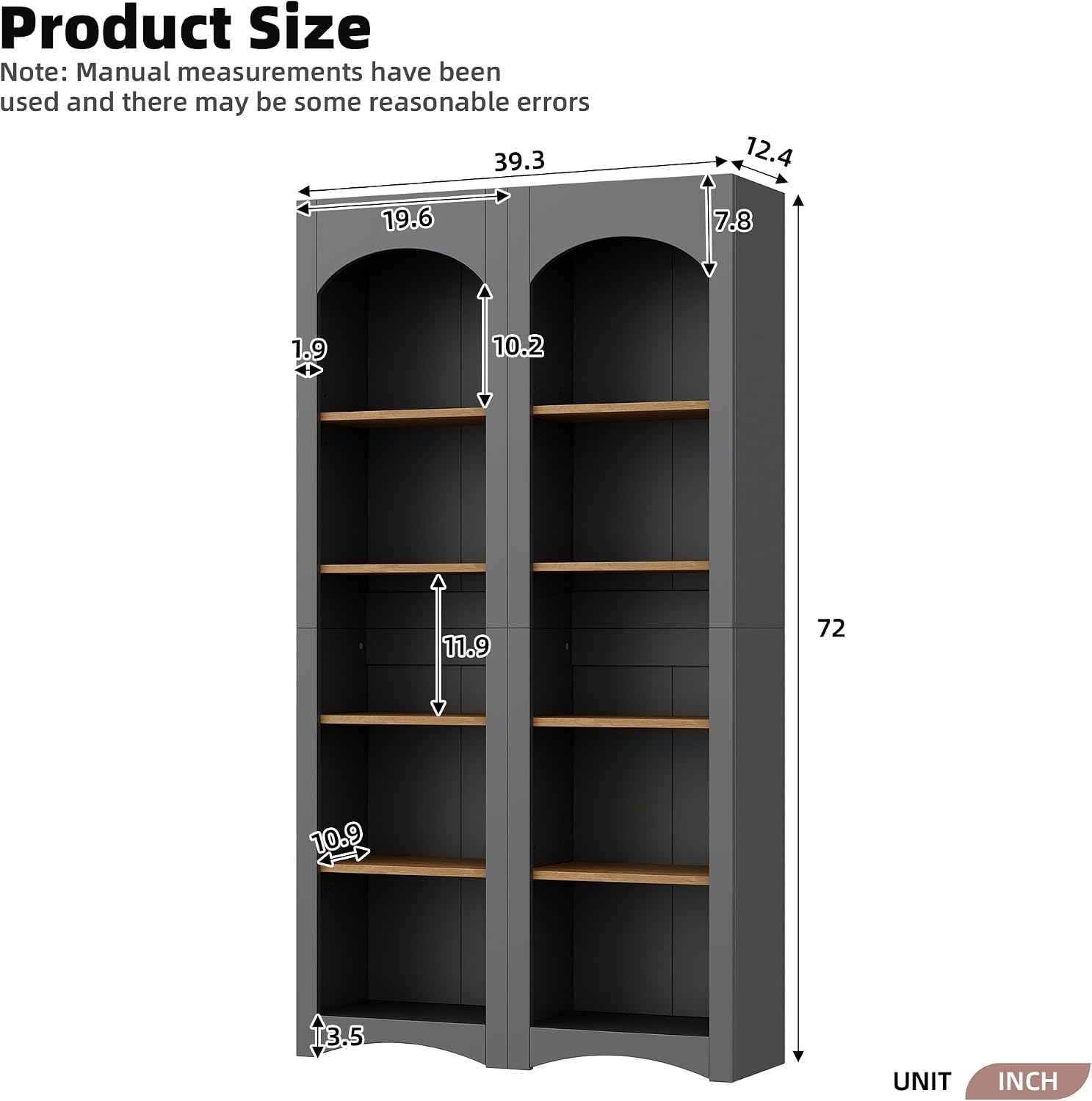 Freestanding Corner Kitchen Pantry with 4 Shelves, Traditional, Rectangular Storage Cabinet, for Living Room, Dining Room, Gray