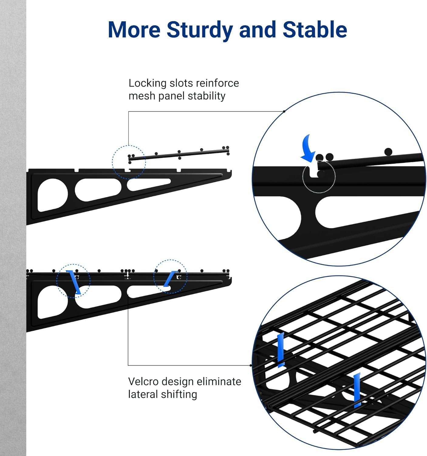 FLEXIMOUNTS 4 Pack Garage Shelving, 2 x 3 ft Each Heavy-Duty Garage Storage Shelves, 1400 lbs Load Capacity, 24"x72" Garage Wall Shelving for Garage, Pantry, Workshop, Black, Classic Series