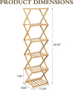 Bamboo Shoe Rack 6 Tier Foldable Shoe Rack Narrow Vertical Shoe Organizer Free Standing Shelf, Multifunctional Slim Storage for Entryway, Corner, Bedroom, Hallway, Wood Color