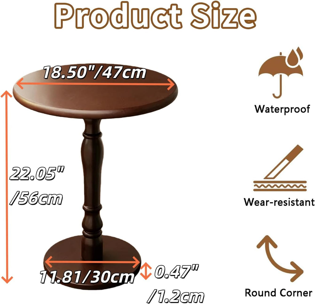 YUNMUARY-Vintage Round End Table with Storage Solid Wood Bedside Tables Wooden End Tables Circle Nightstands Living Room Side Table for Small Spaces Bedroom Side Tables Modern Coffee Table for Balcony