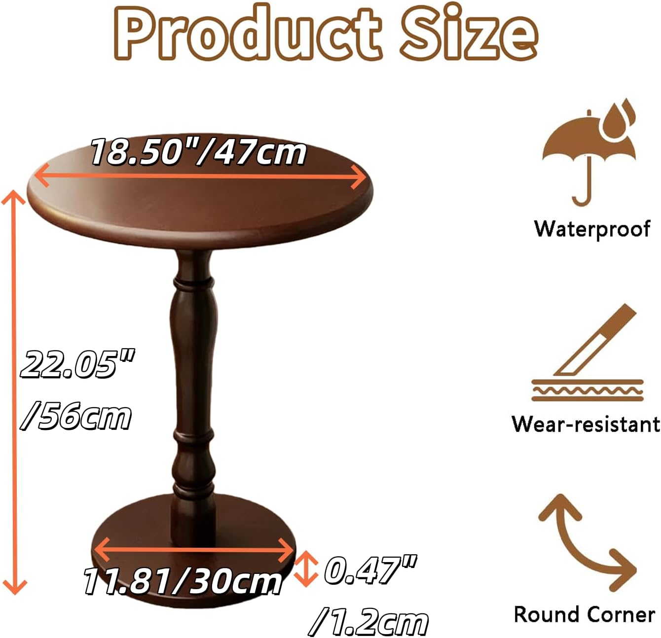 YUNMUARY-Vintage Round End Table with Storage Solid Wood Bedside Tables Wooden End Tables Circle Nightstands Living Room Side Table for Small Spaces Bedroom Side Tables Modern Coffee Table for Balcony