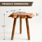 Natural Teak Wood Live Edge Side Table with Wood Legs – Rustic Side Table for Living Room, Bedroom – Sturdy Real Teak Wood End Table, Easy to Assemble (18" x 20" x 20")