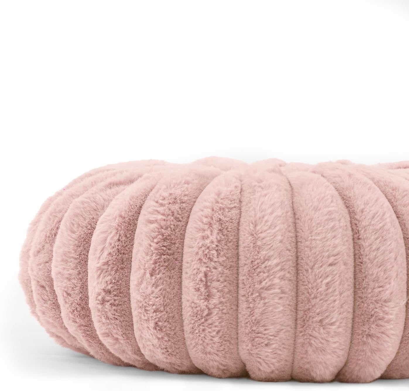 vctops Round Throw Pillow Soft Faux Fur Decorative Pillow Small Pumpkin Throw Pillow Cushion for Living Room Sofa Bed (Pink,13.7" Diameter)