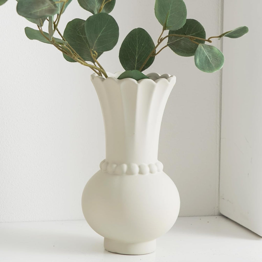 Modern Ceramic Vase - Grey, Perfect for Pampas Grass, Dried Flowers, Centerpieces