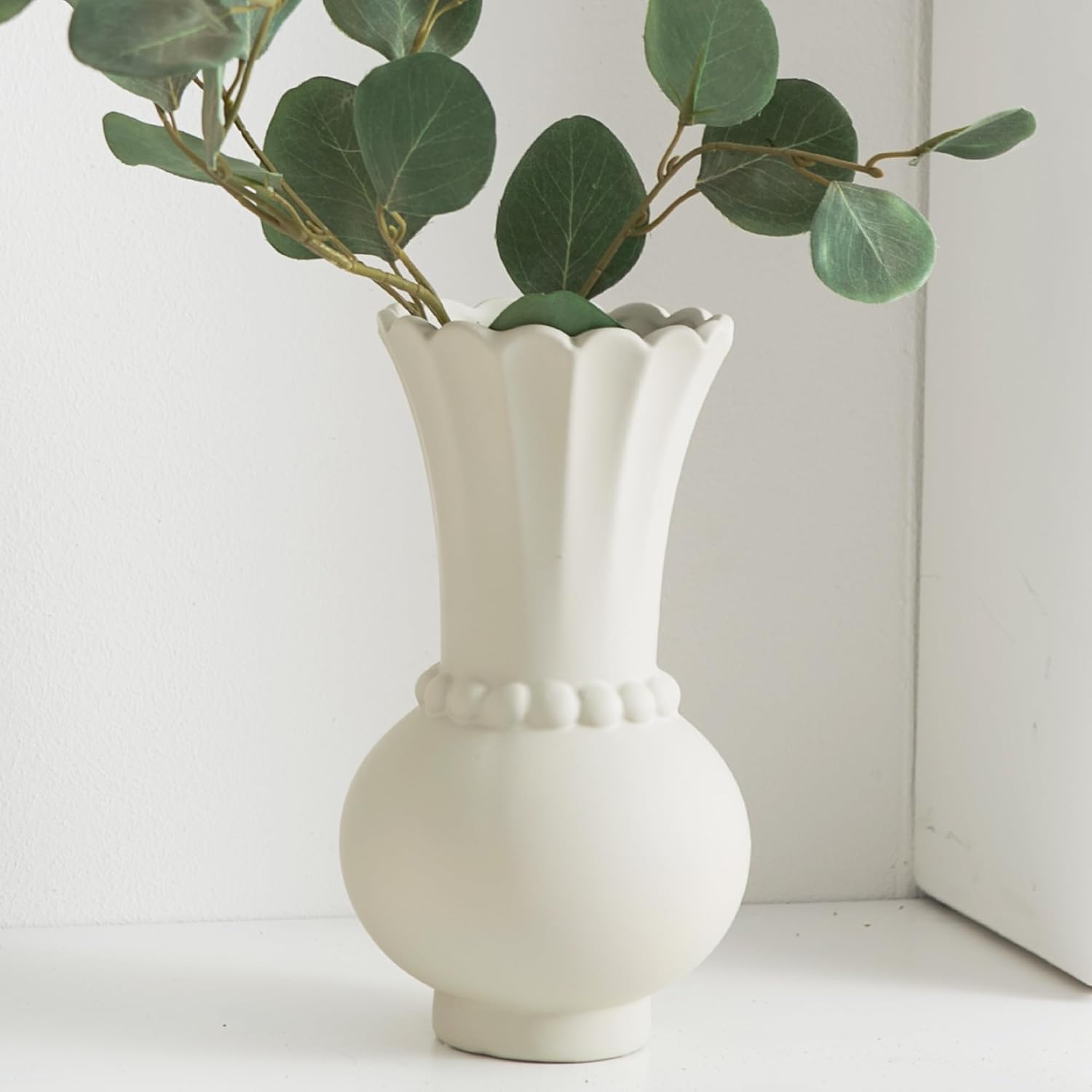 Modern Ceramic Vase - Grey, Perfect for Pampas Grass, Dried Flowers, Centerpieces
