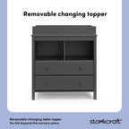 Storkcraft Alpine 2 Drawer Changing Table Chest, Gray | GREENGUARD Gold Certified, Dresser for Nursery, Changing Table with Drawers, Removable Changing Table Topper
