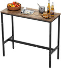 VEVOR Bar Table, Sturdy Metal Frame High Top Pub Table, Narrow Long Kitchen Dining, Cocktail Counter Bar Height Desk, Easy to Assemble,39x16x35.5 in, for Living Room Party, Rustic Brown and Black