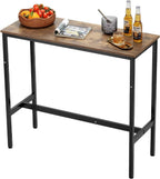 VEVOR Bar Table, Sturdy Metal Frame High Top Pub Table, Narrow Long Kitchen Dining, Cocktail Counter Bar Height Desk, Easy to Assemble,39x16x35.5 in, for Living Room Party, Rustic Brown and Black