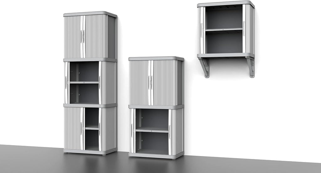 Terry, Rolling Space wall Cabin; wall Cabinet with Two Sliding Doors, Exterior and Interior, 2 Internal Adjustable Shelves, Grey, Made of Recycled Plastic, Dimensions: 59 x 36 x 59 cm
