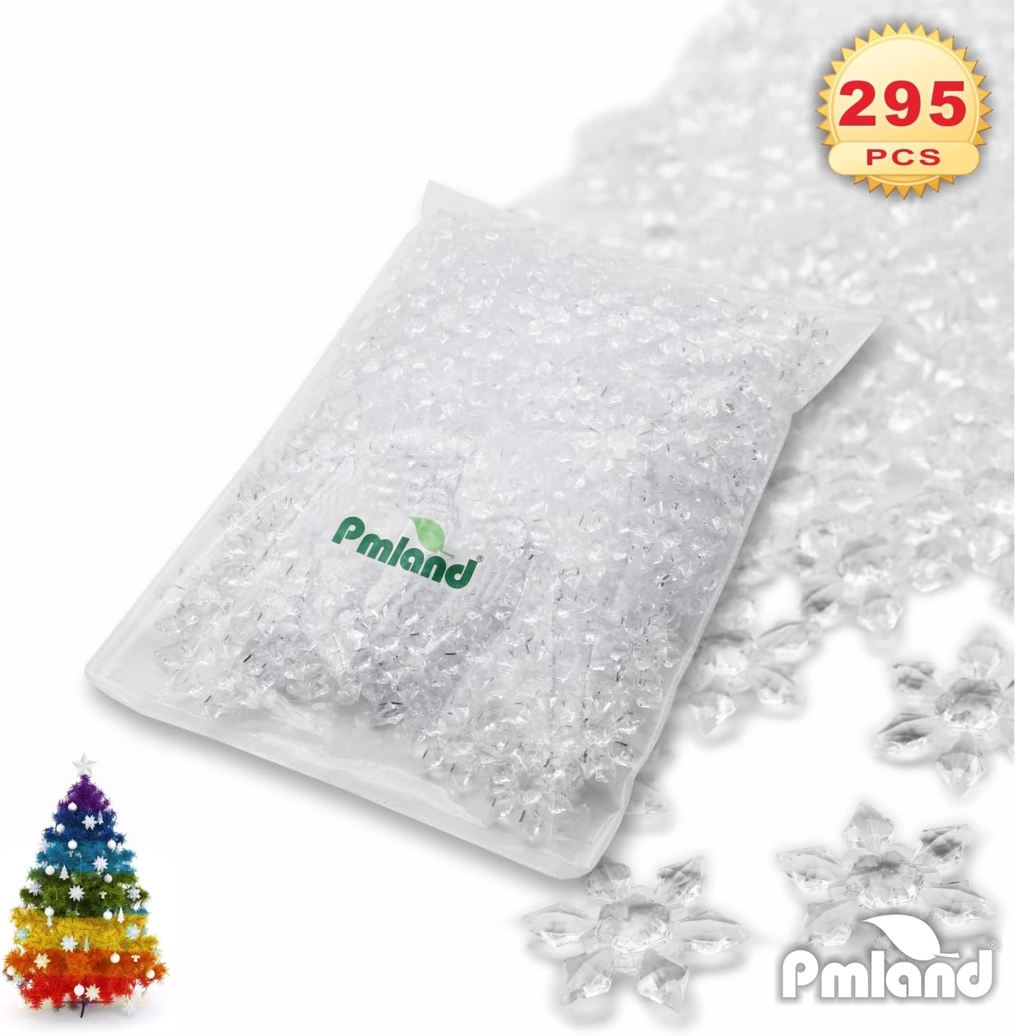 PMLAND Winter Acrylic Clear Snowflake Ornaments and Table Scatter Decoration - 290+ Pieces for Christmas Holiday Party Festival Events Home Decor