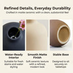 Ceramic Neutral Vase Set of 4 - Modern Decorative Flower Vases Home Decor, Rustic Farmhouse Table Decor for Living Room, Shelves, Entryway, Mantel, Boho Pottery Vases for Bouquets, Pampas, and Gifts