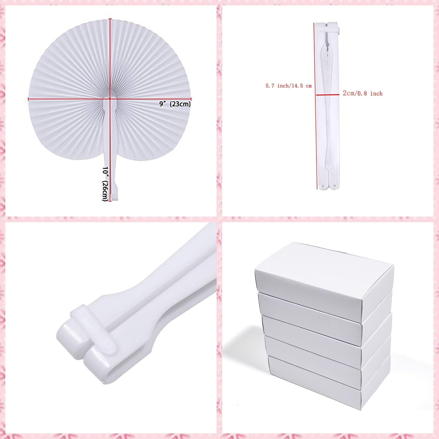 60 Pcs White Paper Fans,Foldable Handheld Fans for Women,Round Wedding Decorative Folding Hand Fan for Bridal Guest Church Party Favors Dancing Birthday DIY