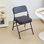 Folding Chair with Thick Cushioned Seat,1 Pack, Black, Portable Metal Frame Foldable Chair for Indoor & Outdoor Use, Durable and Comfortable Upholstered Chair for Home, Office, and Events