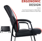CLATINA Big Tall 500 LBS Wide Guest Chair Heavy Duty, Leather Side Reception Chairs with Padded Armrest No Wheels, Executive Office Desk Chair for Meeting Conference Waiting Room Home, Black 6 Pack