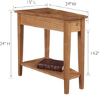 HomeStock Recliner Side Table Wedge with Shelf - Solid Wood Accent Table Desert Sand