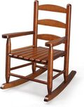 JOYMOR Outdoor Wooden Rocking Chair for Kids with High Backrest, Toddler Rocker Weather, Patio Rocker Chair Suitable for Porch, Garden, Balcony