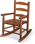 JOYMOR Outdoor Wooden Rocking Chair for Kids with High Backrest, Toddler Rocker Weather, Patio Rocker Chair Suitable for Porch, Garden, Balcony