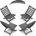 IVY&LANE Portable Adirondack Chairs Set of 4 | Folding Xavier-Chair | Wave | HDPE Plastic | Grey | All-Weather Resistant | for Outdoor Fire-Pit Patio Lawn Beach Poolside