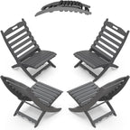 IVY&LANE Portable Adirondack Chairs Set of 4 | Folding Xavier-Chair | Wave | HDPE Plastic | Grey | All-Weather Resistant | for Outdoor Fire-Pit Patio Lawn Beach Poolside