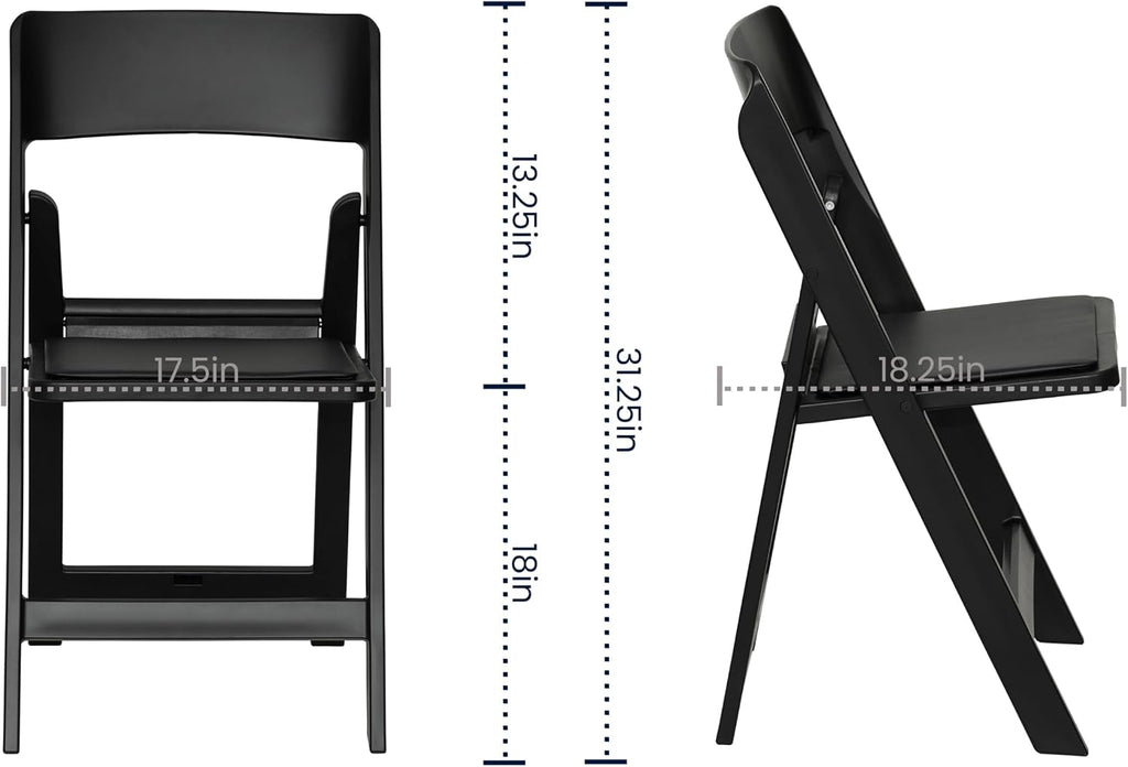 Flash Furniture Hercules Tucker Commercial Black Resin Folding Chair - Lightweight, Vinyl Padded Removable Seat, Indoor Outdoor Use, Event & Wedding Ready