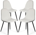 FurnitureR Dining Chairs Set of 4, Fabric Comfy Seat Armless Side Chairs with Metal Legs Mid Century for Home Kitchen Reception Room, Beige
